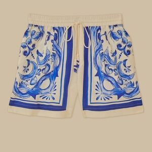 Blue and Cream Patterned Shorts